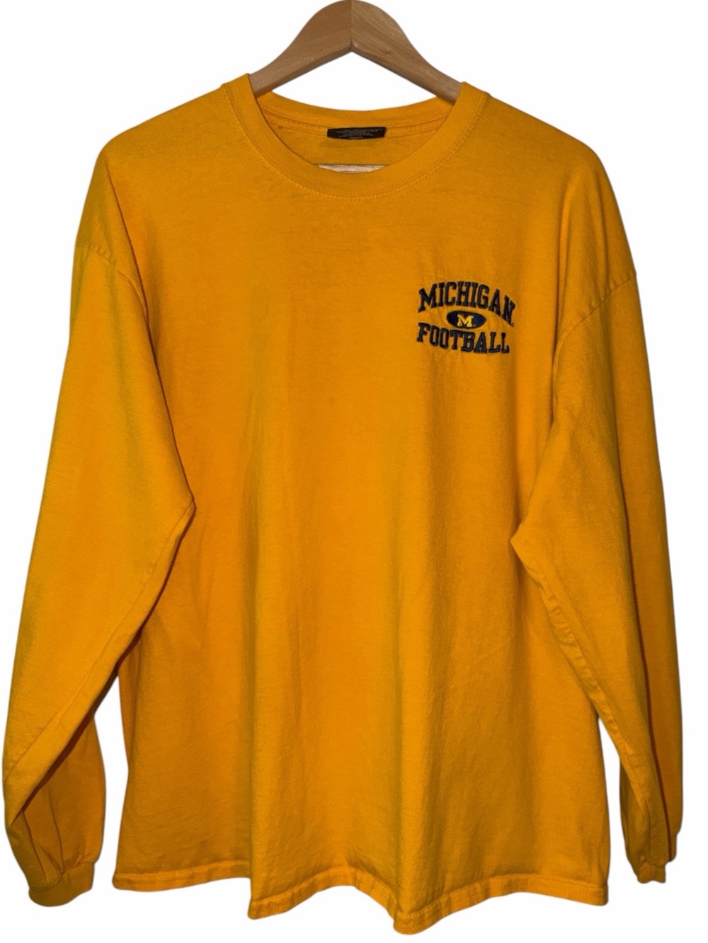 Vintage Michigan Wolverines Maize Long Sleeve Shirt Unisex XL 100% Cotton U Of M